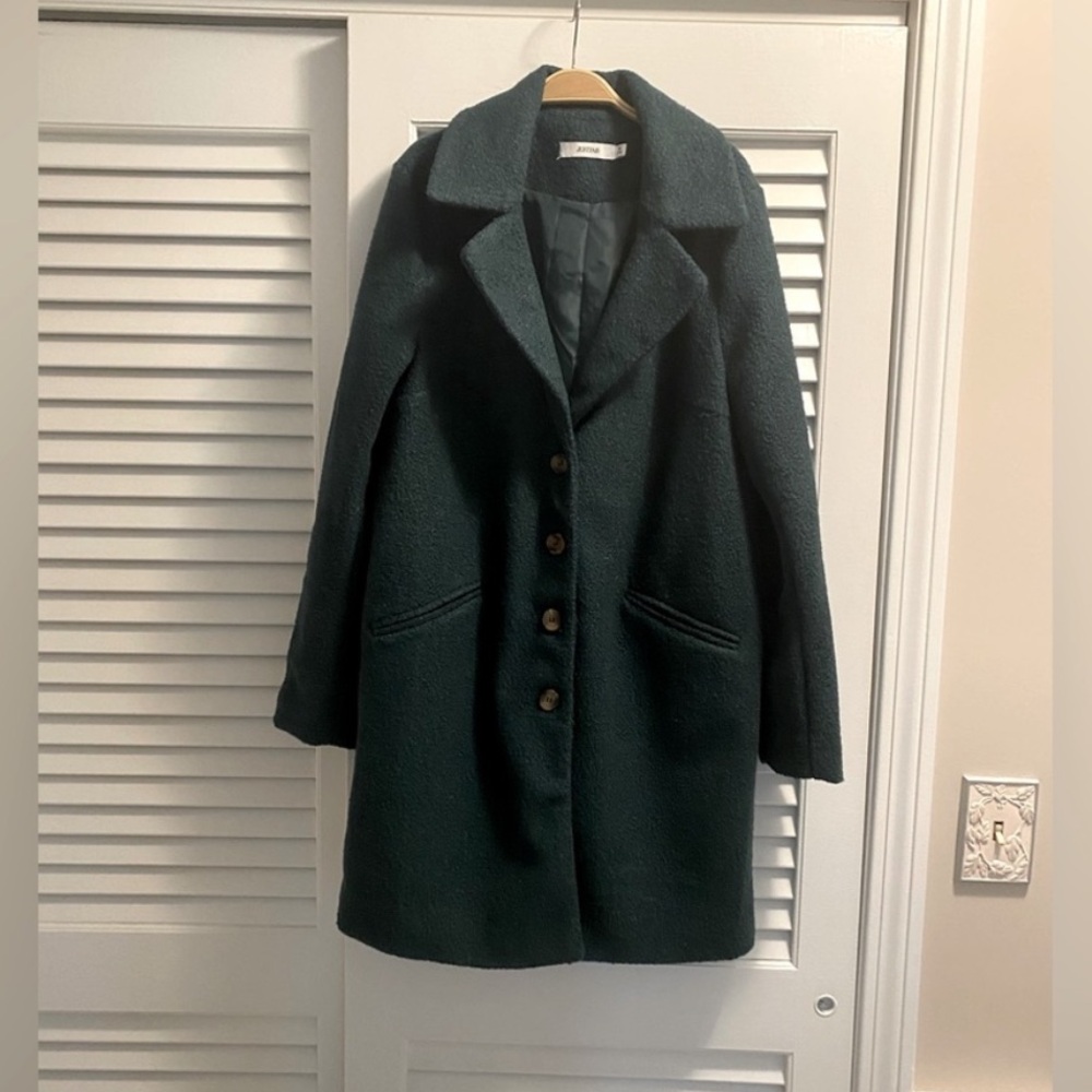 JustFab Dark Green Pea Coat